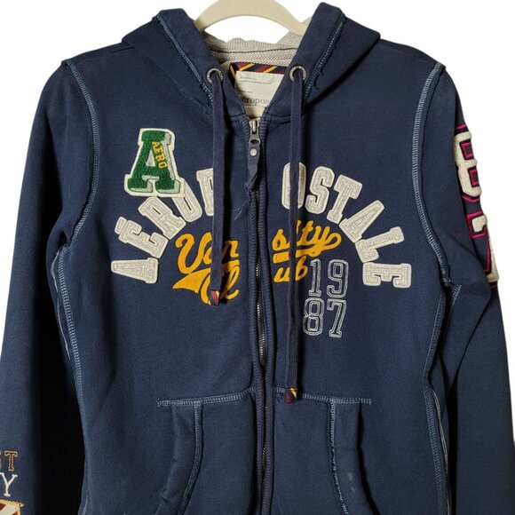 Aeropostale Womens Y2K Varisity 2000s Preppy Graphic Patchwork Hoodie Jacket L - Picture 4 of 15